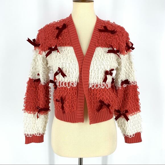 Mighty Fine Pink Bowtie Cardigan Sweater Size XS NWT - Picture 8 of 9